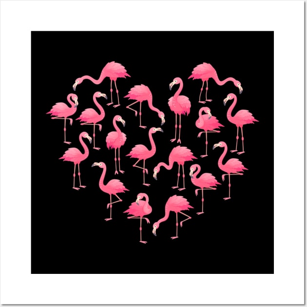 Pink Flamingo Heart love Cute Flamingo Wall Art by mccloysitarh